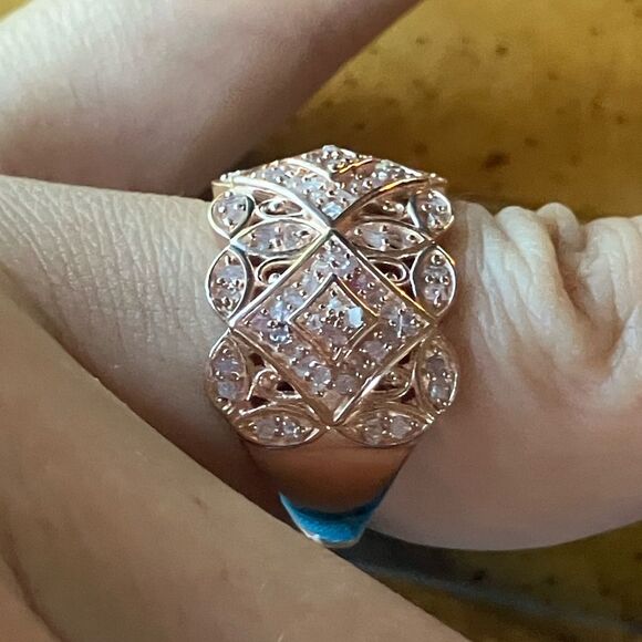 Natural Pink Diamond Sterling Silver Ring Size 6 - Picture 3 of 9